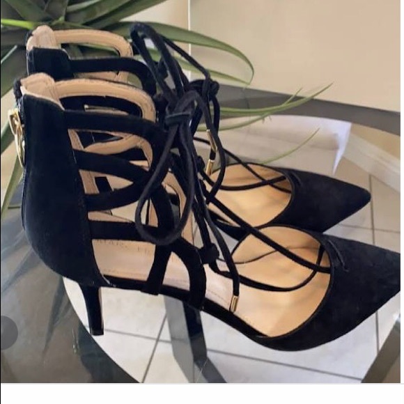 Marc Fisher Black Suade Heels 8M - Picture 4 of 6